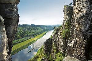 Blick von der Bastei auf die Elbe in der Sächsische Schweiz