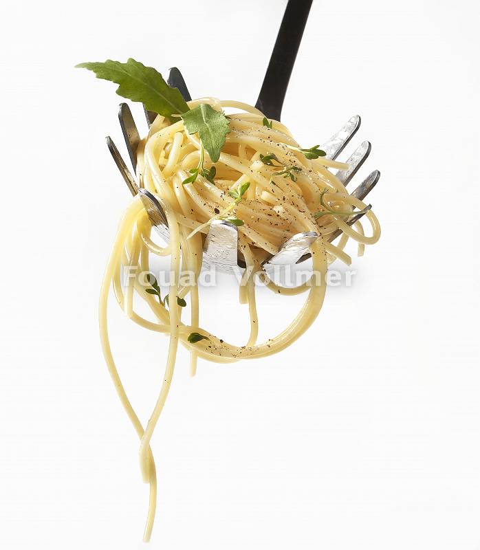 Gewürzte Spaghetti geschöpft