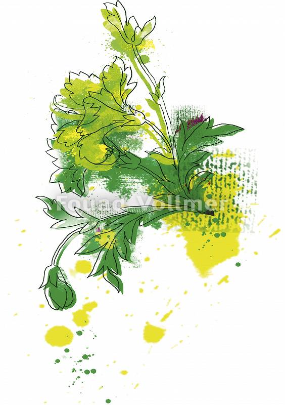 Abstrakt gemalter Fond Blumen und Blätter