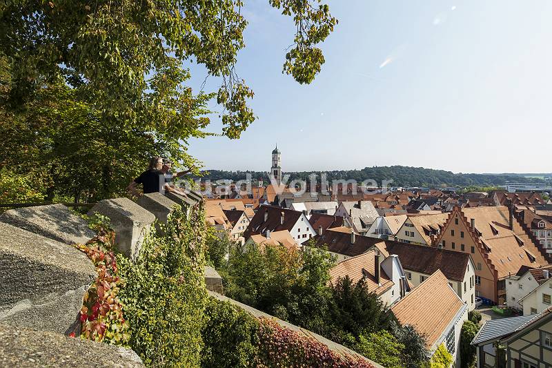 Fotografie über die Dächer der historischen Altstadt von Biber