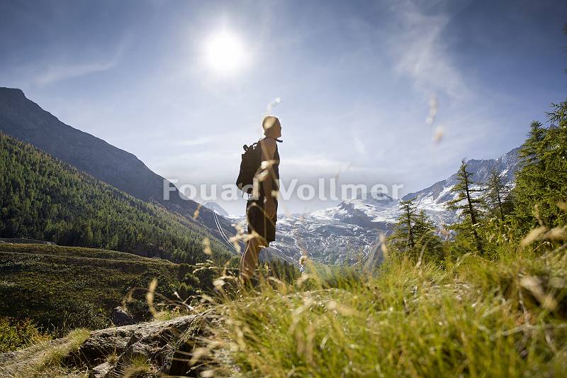 Wanderer vor Alpenpanorama